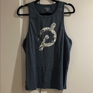 Peloton Heather Blue Tank with Tie-Dye Logo